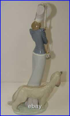13 Lladro Stepping Out Lady Afghan Hound Dog Figurine 1537 by Juan Huerta