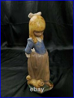 14 LLADRO ROSITA #2085 FIGURINE Blonde GIRL PUPPY DOG & ROSE GRES finish MINT