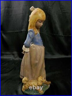 14 LLADRO ROSITA #2085 FIGURINE Blonde GIRL PUPPY DOG & ROSE GRES finish MINT