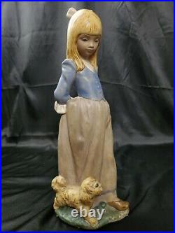 14 LLADRO ROSITA #2085 FIGURINE Blonde GIRL PUPPY DOG & ROSE GRES finish MINT