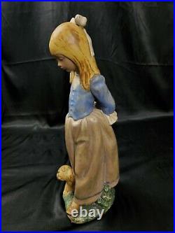 14 LLADRO ROSITA #2085 FIGURINE Blonde GIRL PUPPY DOG & ROSE GRES finish MINT