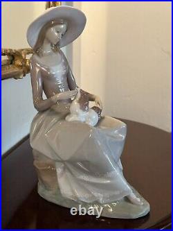 1972 LARGE Lladro Figurine Armonia Con Perrito Girl With Spaniel Dog #4806