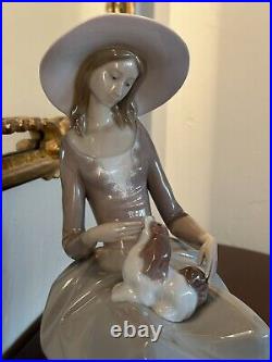 1972 LARGE Lladro Figurine Armonia Con Perrito Girl With Spaniel Dog #4806