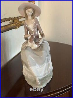 1972 LARGE Lladro Figurine Armonia Con Perrito Girl With Spaniel Dog #4806