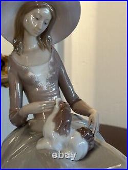 1972 LARGE Lladro Figurine Armonia Con Perrito Girl With Spaniel Dog #4806