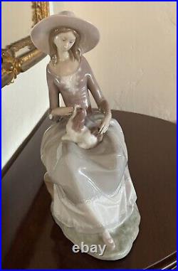 1972 LARGE Lladro Figurine Armonia Con Perrito Girl With Spaniel Dog #4806