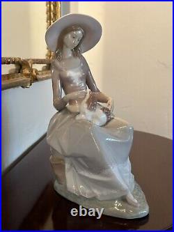 1972 LARGE Lladro Figurine Armonia Con Perrito Girl With Spaniel Dog #4806