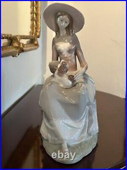 1972 LARGE Lladro Figurine Armonia Con Perrito Girl With Spaniel Dog #4806