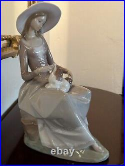 1972 LARGE Lladro Figurine Armonia Con Perrito Girl With Spaniel Dog #4806