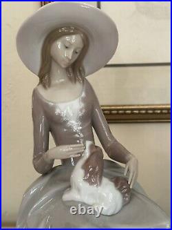 1972 LARGE Lladro Figurine Armonia Con Perrito Girl With Spaniel Dog #4806