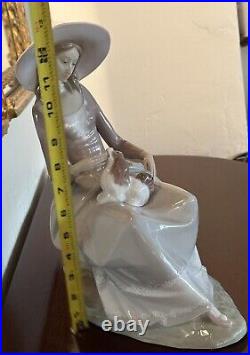 1972 LARGE Lladro Figurine Armonia Con Perrito Girl With Spaniel Dog #4806