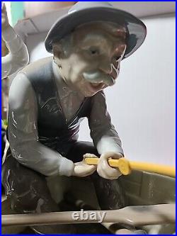 1984 Lladro #5215 Fishing With Gramps Boy Grandfather Dog Boat Retail $1550