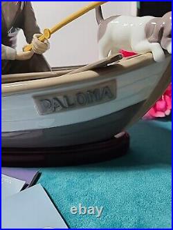 1984 Lladro #5215 Fishing With Gramps Boy Grandfather Dog Boat Retail $1550