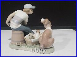 1985 Lladro Porcelain Figurine This One's Mine #5376 Boy with Dog & Puppies