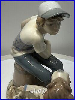 1985 Lladro Porcelain Figurine This One's Mine #5376 Boy with Dog & Puppies