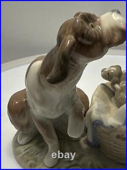 1985 Lladro Porcelain Figurine This One's Mine #5376 Boy with Dog & Puppies