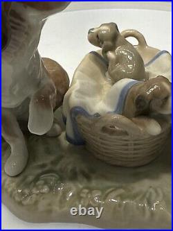 1985 Lladro Porcelain Figurine This One's Mine #5376 Boy with Dog & Puppies