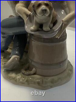 1985 Lladro Porcelain Figurine This One's Mine #5376 Boy with Dog & Puppies