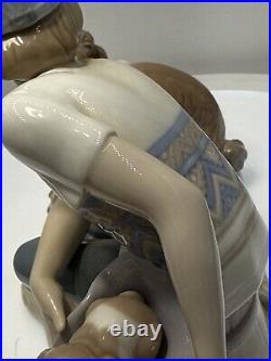 1985 Lladro Porcelain Figurine This One's Mine #5376 Boy with Dog & Puppies