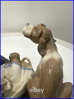 1985 Lladro Porcelain Figurine This One's Mine #5376 Boy with Dog & Puppies