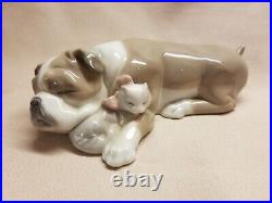 1990 Lladro Figurine Unlikely Friends (Bull Dog & Cat) #6417 Retired No Box