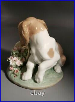 1998 LLADRO Figurine #7672 It Wasn't Me Collectors Society Dog withFlowers / box