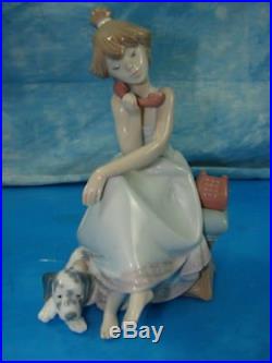 2000 Lladro Porcelain Figurine 5466 CHIT CHAT GIRL Phone Dog Orig Box