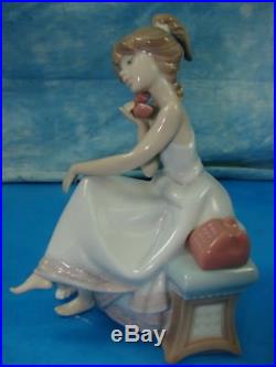 2000 Lladro Porcelain Figurine 5466 CHIT CHAT GIRL Phone Dog Orig Box