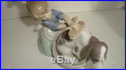 3 Porcelain Lladro Figurine Who's The Fairest Girl Dog Bath Bashful Signed Lot