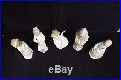 5 Vintage Porcelain Nao Lladro Figurines Boy Girl With Dog Baby Angel Lot Collect