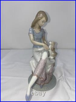 8 Lladro Picture Perfect Girl Seated With Dog Figurine 1990 Collectors Society