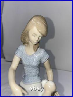 8 Lladro Picture Perfect Girl Seated With Dog Figurine 1990 Collectors Society