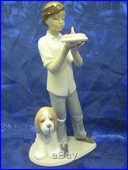 A Birthday Wish Male Boy And Dog Figurine Nao By Lladro #1738