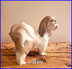 Authentic Retired Lladro Glazed Lhasa Apso Tibetan Terrier Dog Figurine #4642