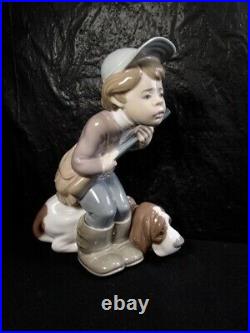 Beautiful Lladro The Hunter Boy Figure With Hound Dog Scarce Piece