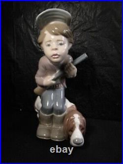 Beautiful Lladro The Hunter Boy Figure With Hound Dog Scarce Piece