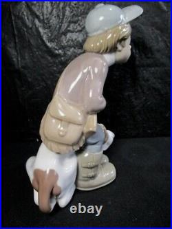 Beautiful Lladro The Hunter Boy Figure With Hound Dog Scarce Piece