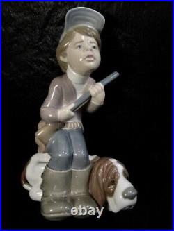 Beautiful Lladro The Hunter Boy Figure With Hound Dog Scarce Piece