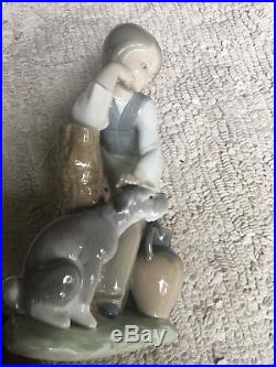 Beautiful Rare Lladro Milkmaid With Dog In Amazing Condition