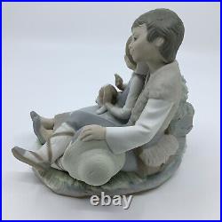 Bisque Porcelain Lladro Friendship Boy & Girl With Dog Figurine 6 1/4