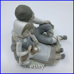 Bisque Porcelain Lladro Friendship Boy & Girl With Dog Figurine 6 1/4