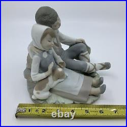 Bisque Porcelain Lladro Friendship Boy & Girl With Dog Figurine 6 1/4