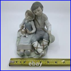 Bisque Porcelain Lladro Friendship Boy & Girl With Dog Figurine 6 1/4