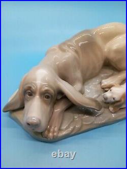 Bloodhound or Basset Nao Lladro Hound Puppy Figurine 11.5 Spain Ears Eyes