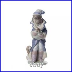 Boy Child Cute Small Puppies Dog Figurine Porcelain Vintage Lladro Spain 1992