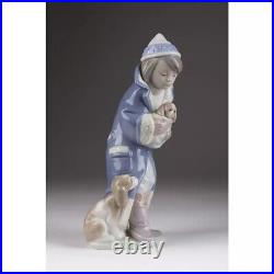 Boy Child Cute Small Puppies Dog Figurine Porcelain Vintage Lladro Spain 1992