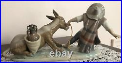 Boy & Dog Pulling Stubborn Donkey Lladro #5178 Juan Huerta