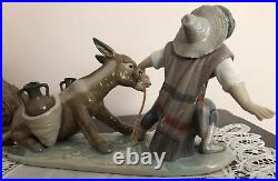 Boy & Dog Pulling Stubborn Donkey Lladro #5178 Juan Huerta