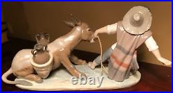 Boy & Dog Pulling Stubborn Donkey Lladro #5178 Juan Huerta