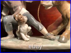 Boy & Dog Pulling Stubborn Donkey Lladro #5178 Juan Huerta